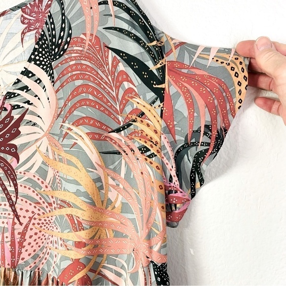 Evans Tropical Windown Tiers Flutter Sleeve Dress Size 22/24 - Picture 6 of 10